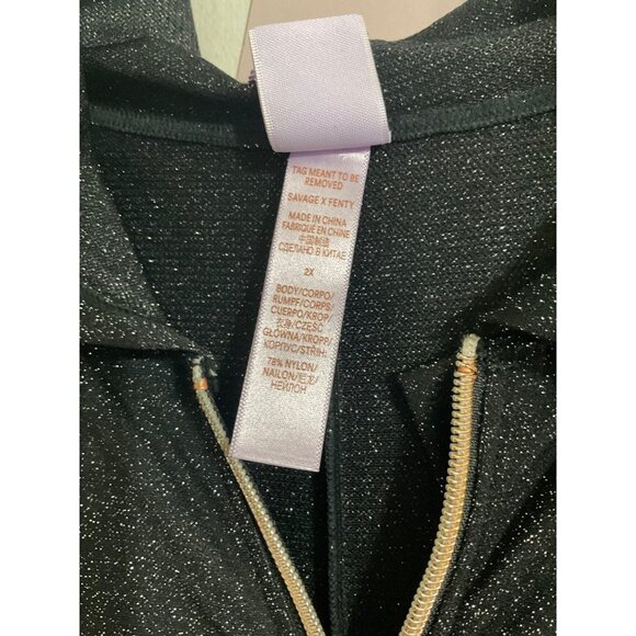 Savage X Fenty Sleep & Shine Hooded Jumpsuit Lurex in Black size 2X - Picture 8 of 14